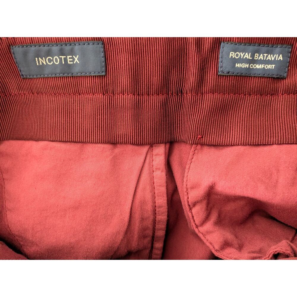 Incotex NWT Royal Batavia Chinos Plum Size 50 (US 34) Slim Fit Cotton Flaws $395 - Picture 4 of 10